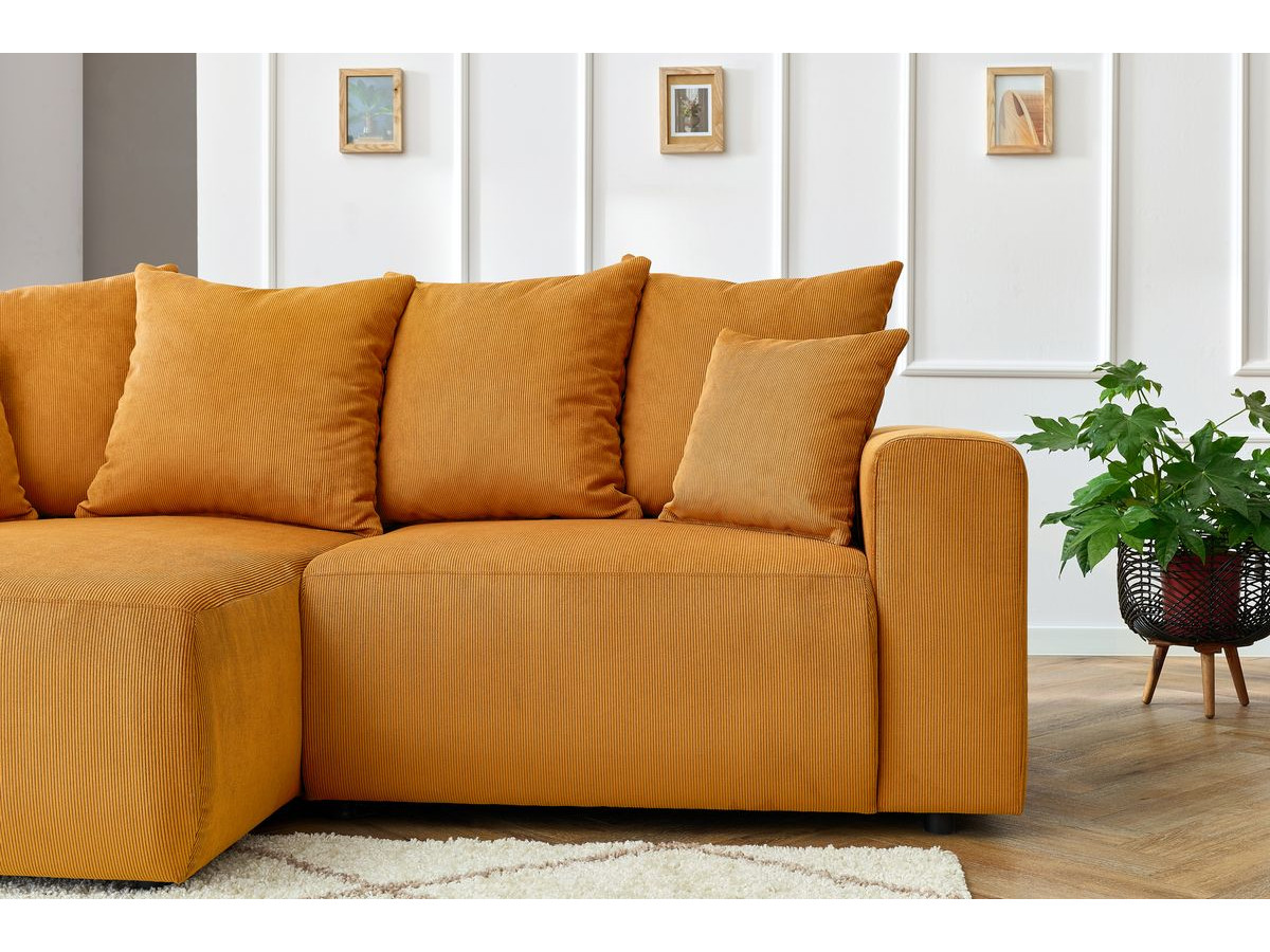 Bobochic Enjoy Ecksofa Cordsamt Gelb Ecke links
