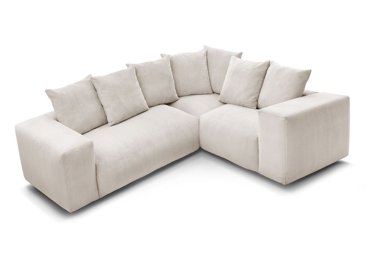 Bobochic Voltaire Ecksofa 268 × 214 cm Cordsamt Beige Ecke rechts