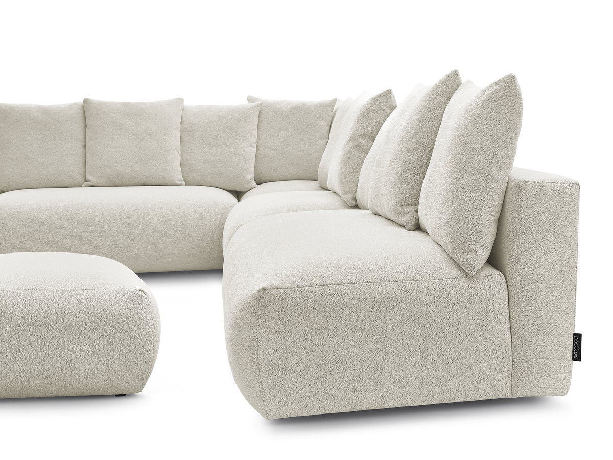 Bobochic Voltaire Ecksofa mit Pouf 322 × 268 cm Melange-Stoff Weiß Ecke links