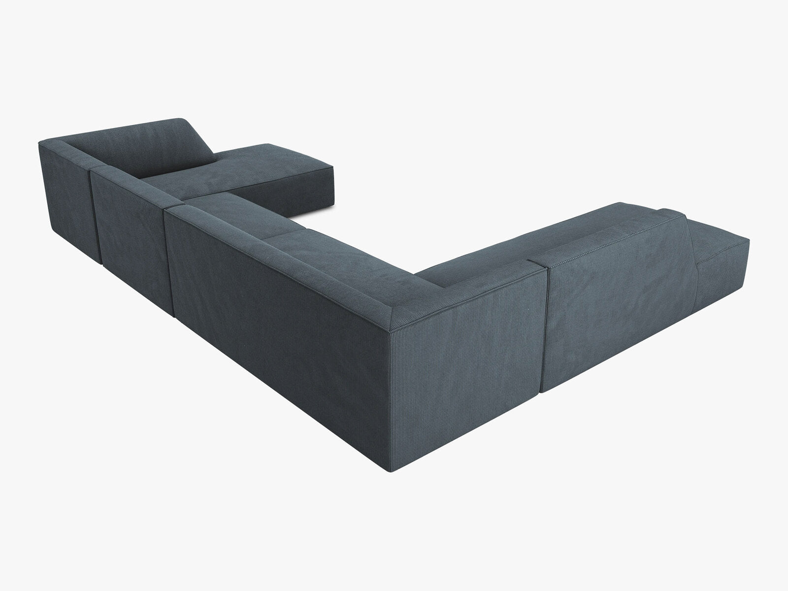 Micadoni Panorama-Ecksofa Ruby 7-Sitzer Links Kord Scala Blau
