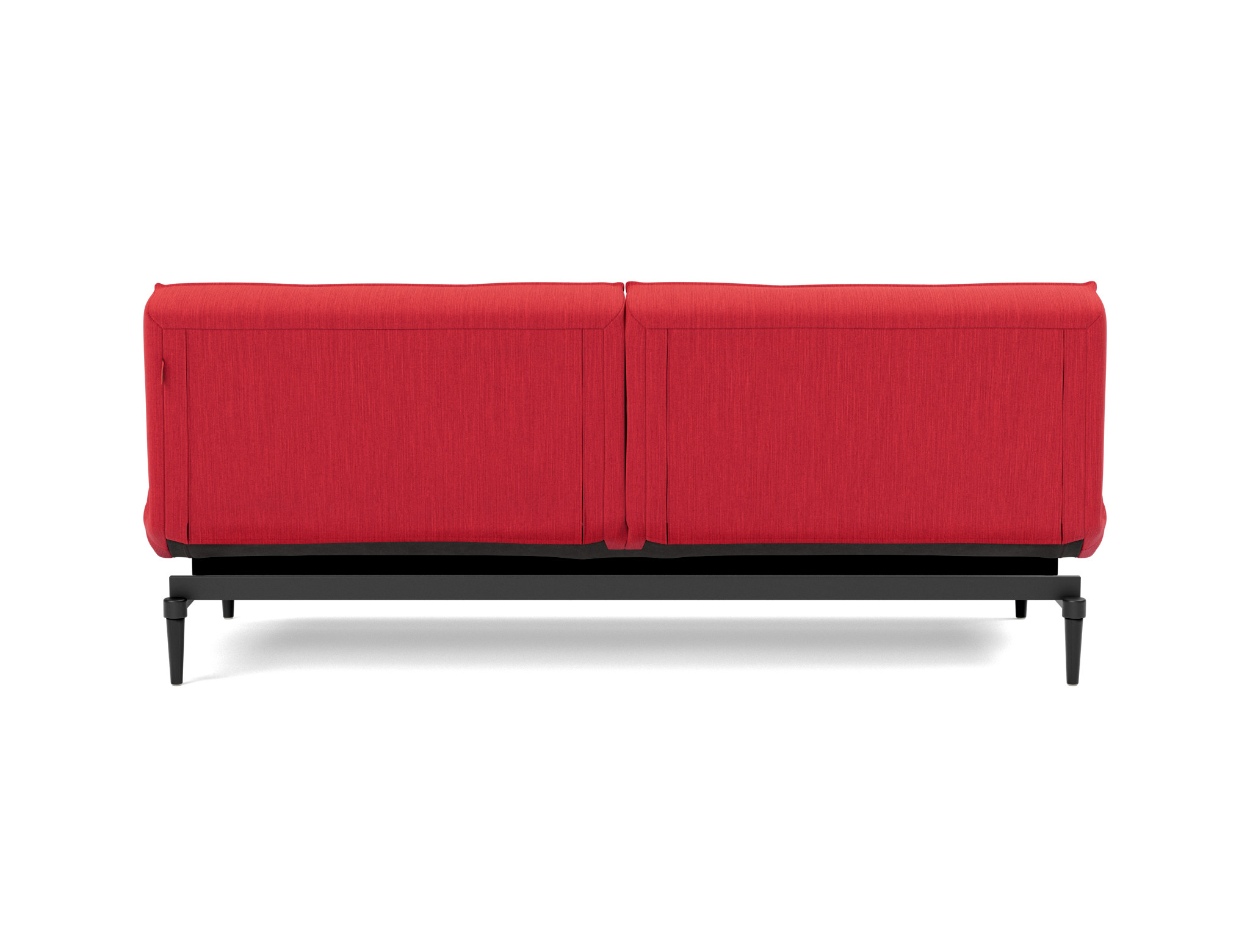 Schlafsofa Splitback Flachgewebe Elegance 511-Red Beine Styletto Eiche schwarz