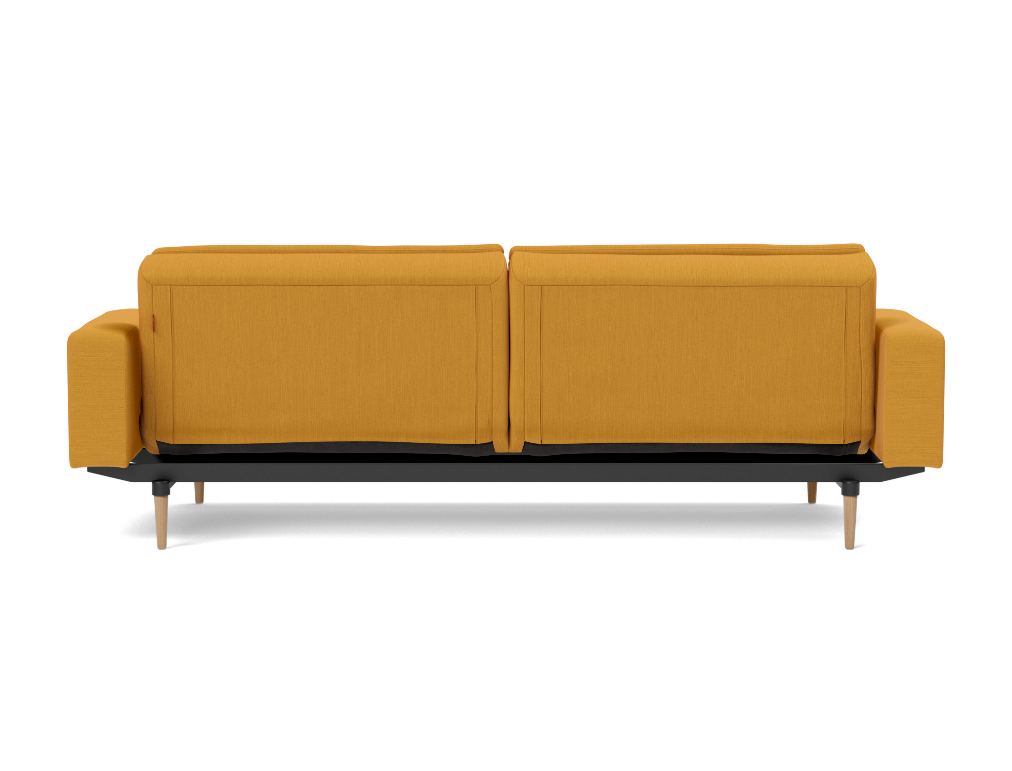 Schlafsofa Dublexo mit Armlehnen Flachgewebe Elegance 507-Burned-Curry Beine Styletto Eiche hell