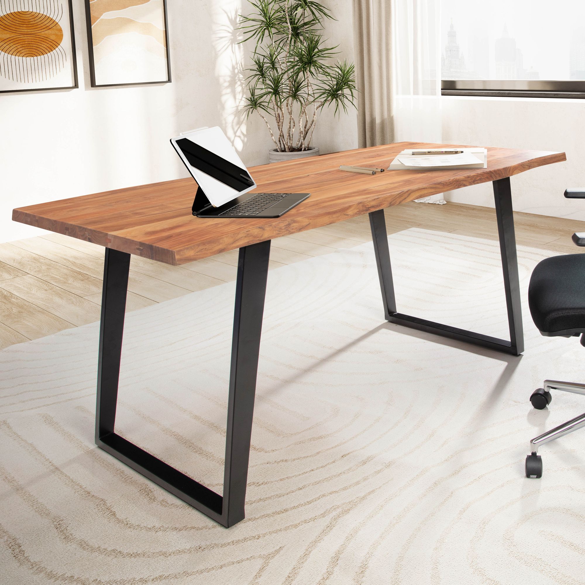 Schreibtisch Ljosland Akazie Massivholz 140 × 80 × 76 cm