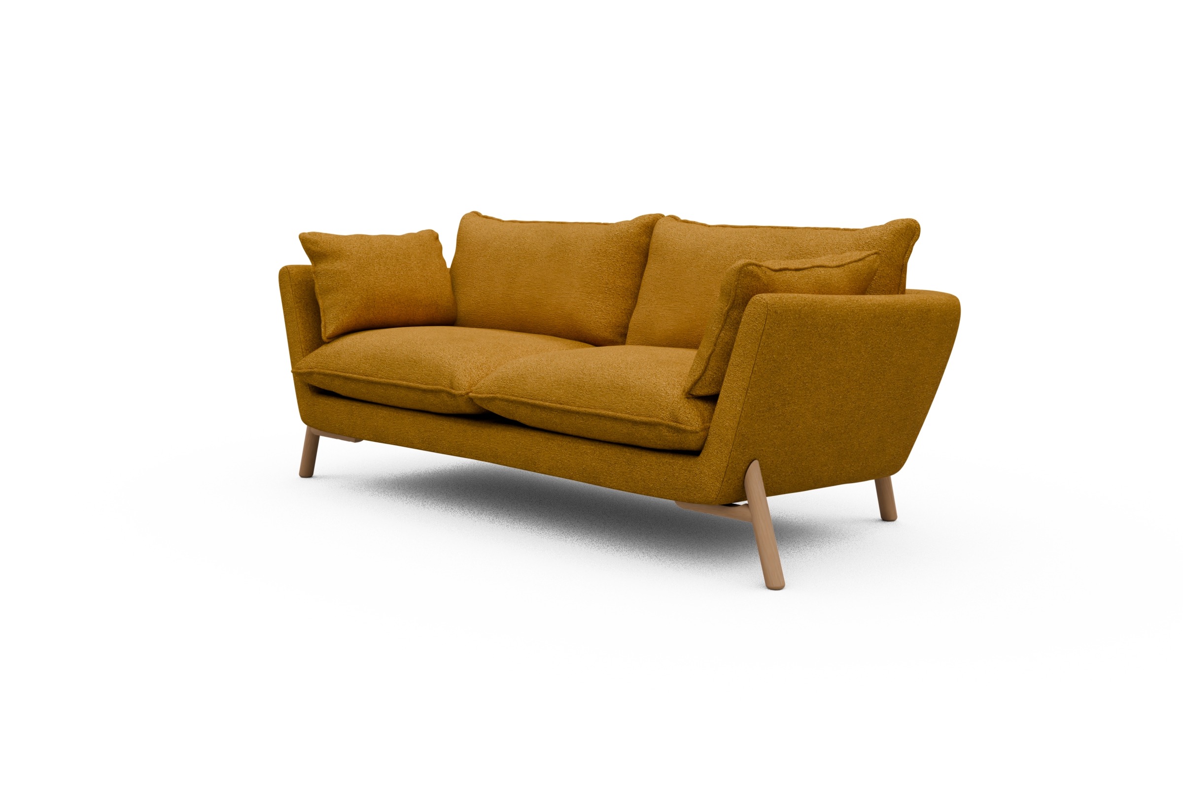 Sofa Emil PREMIUM 2-Sitzer Beinfarbe Eiche Natur Boucle-Ochre