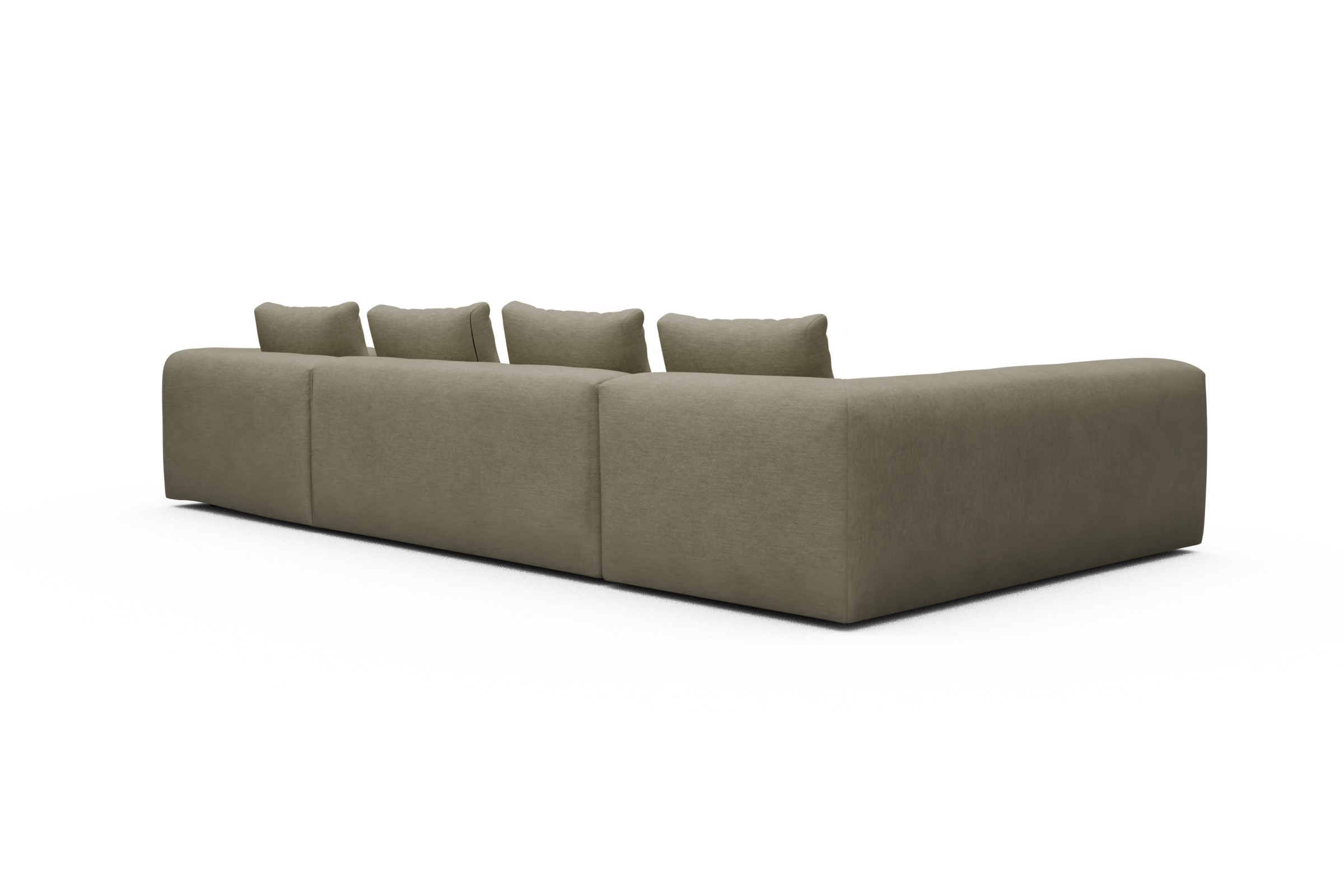 Wohnlandschaft Fred Chaiselongue rechts mit 2-Sitzer und lange Armlehne links Vivus-Dusty-Sand
