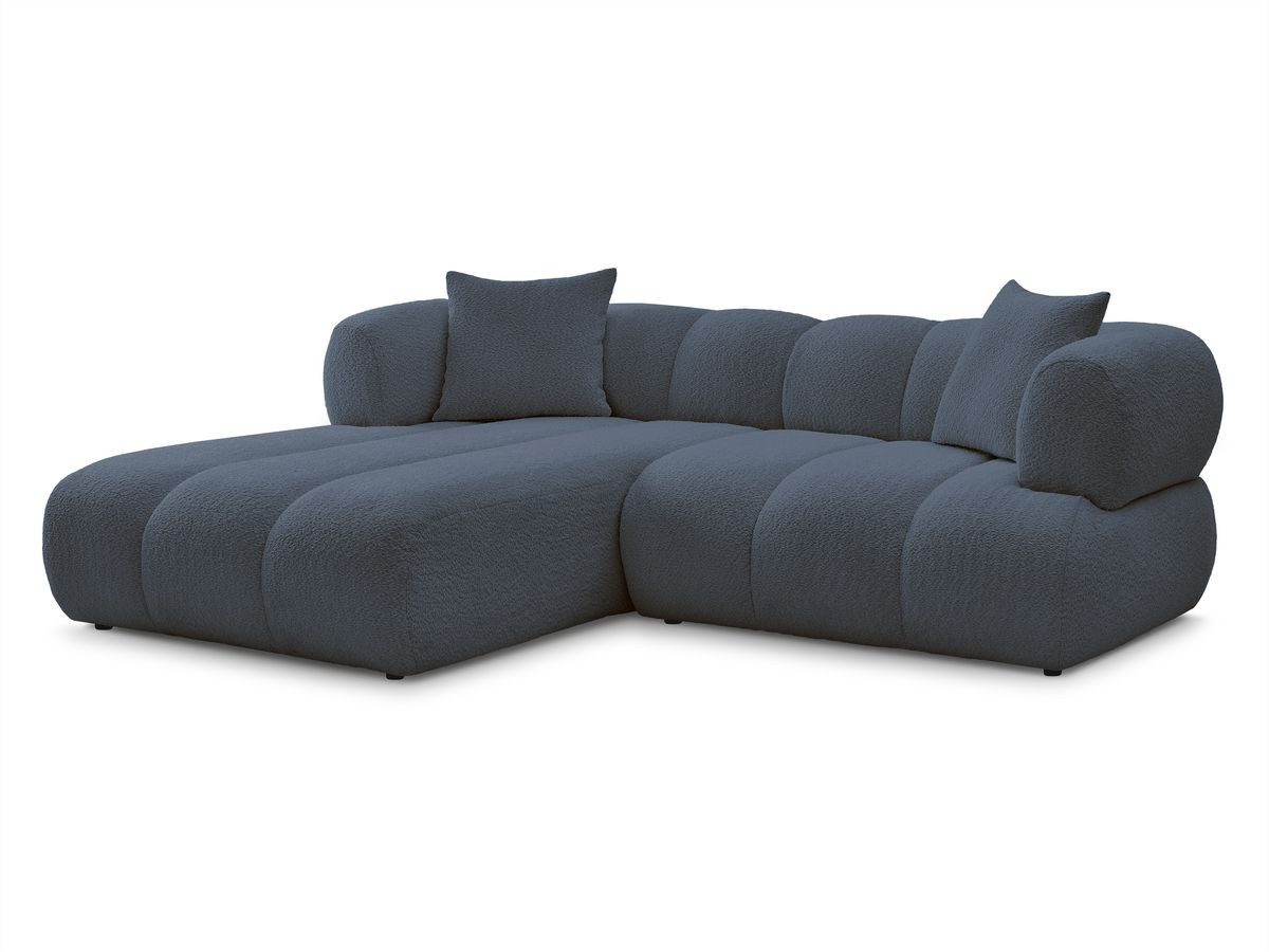 Bobochic Pamira Ecksofa Bouclé-Stoff Dunkelblau Ecke links