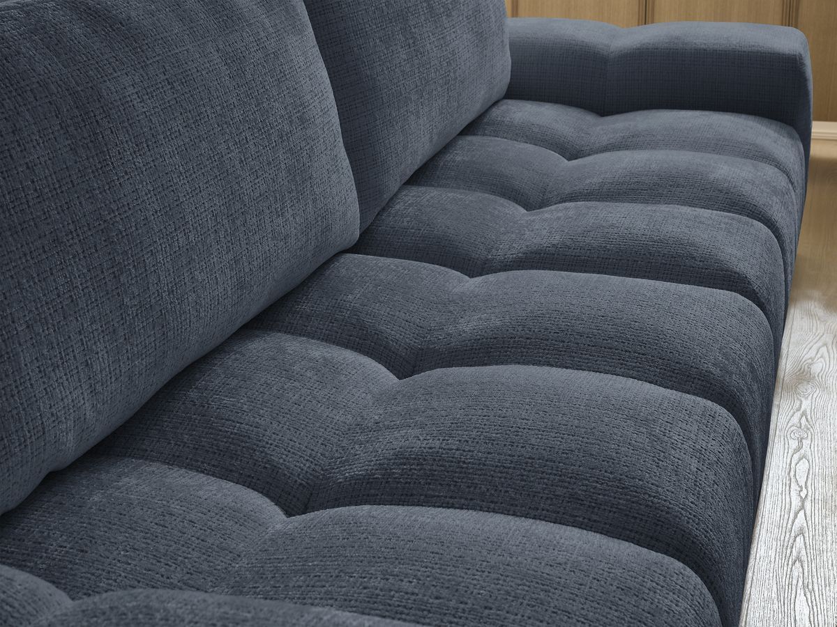 Bobochic Anakin Sofa 3-Sitzer, 2 Kissen Strukturstoff Dunkelblau