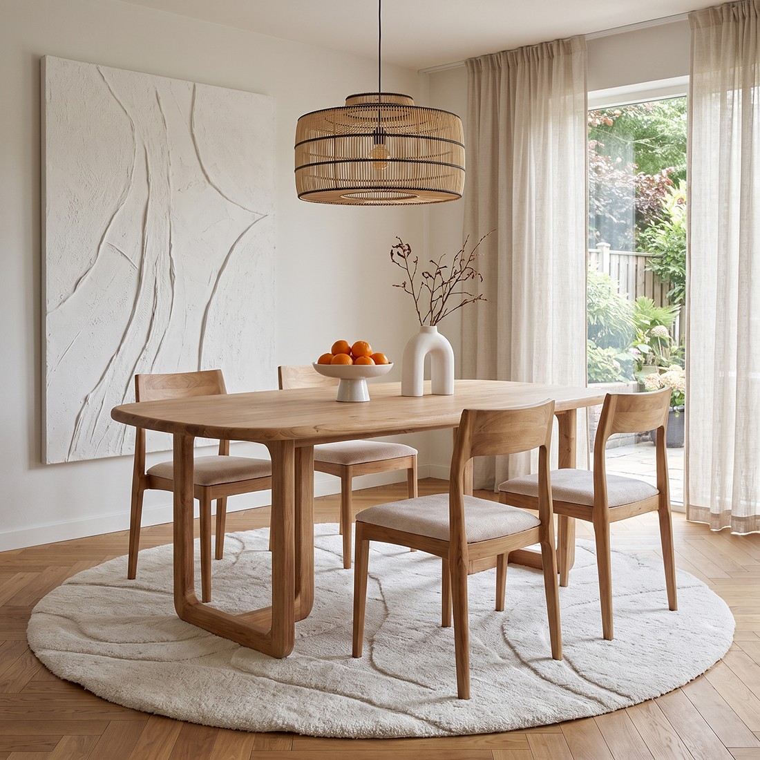 Raw Materials Freya Esszimmerstuhl aus Teakholz creme