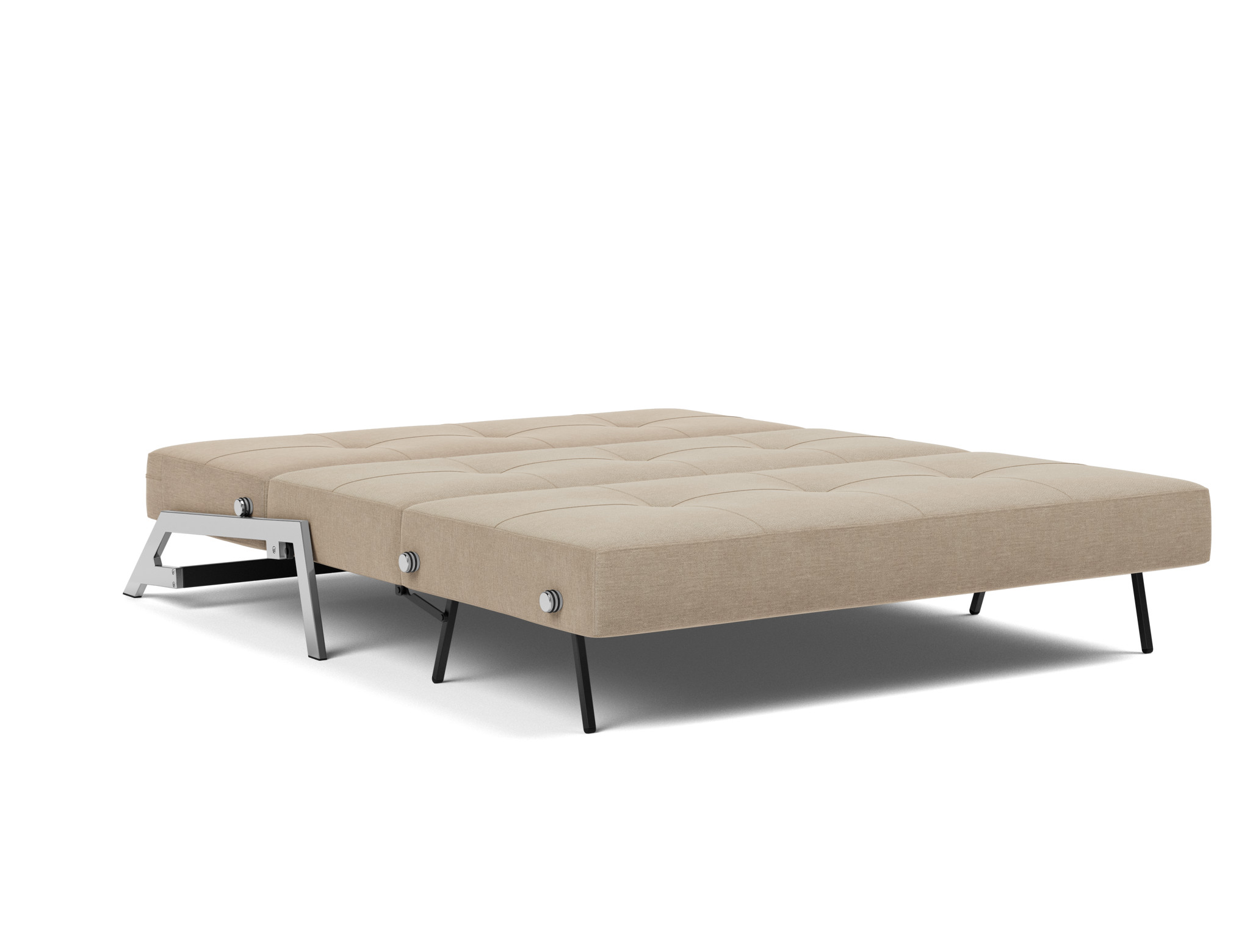 Schlafsofa Cubed 160 Flachgewebe Phobos 587-Mocha Beine Chrom