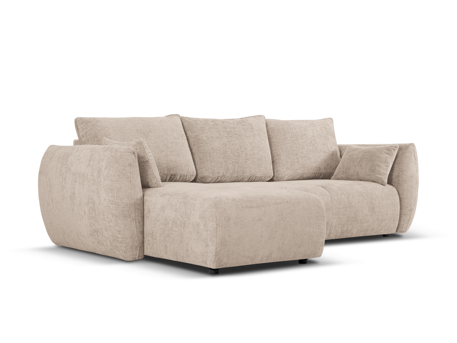 Cosmopolitan Design Ecksofa Matera 4-Sitzer mit Schlaffunktion Chenille Eden Dunkelbeige Links