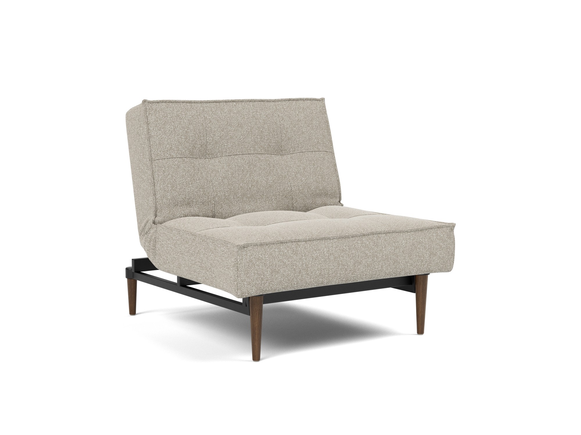 Sessel Splitback Boucle Skandi 539-Beige Beine Styletto Eiche dunkel