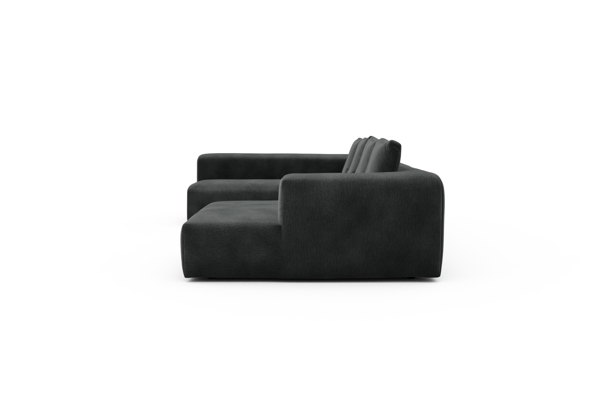 Wohnlandschaft Fred Chaiselongue rechts mit 2-Sitzer und lange Armlehne links Smooth-Deep-Warm-Grey