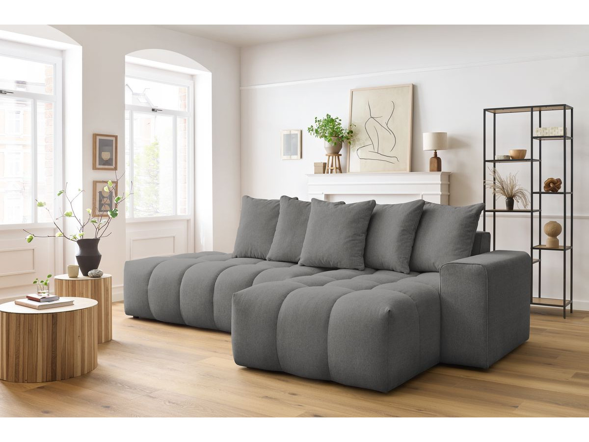 Bobochic Mont-blanc Ecksofa Melange-Stoff Dunkelgrau Ecke rechts