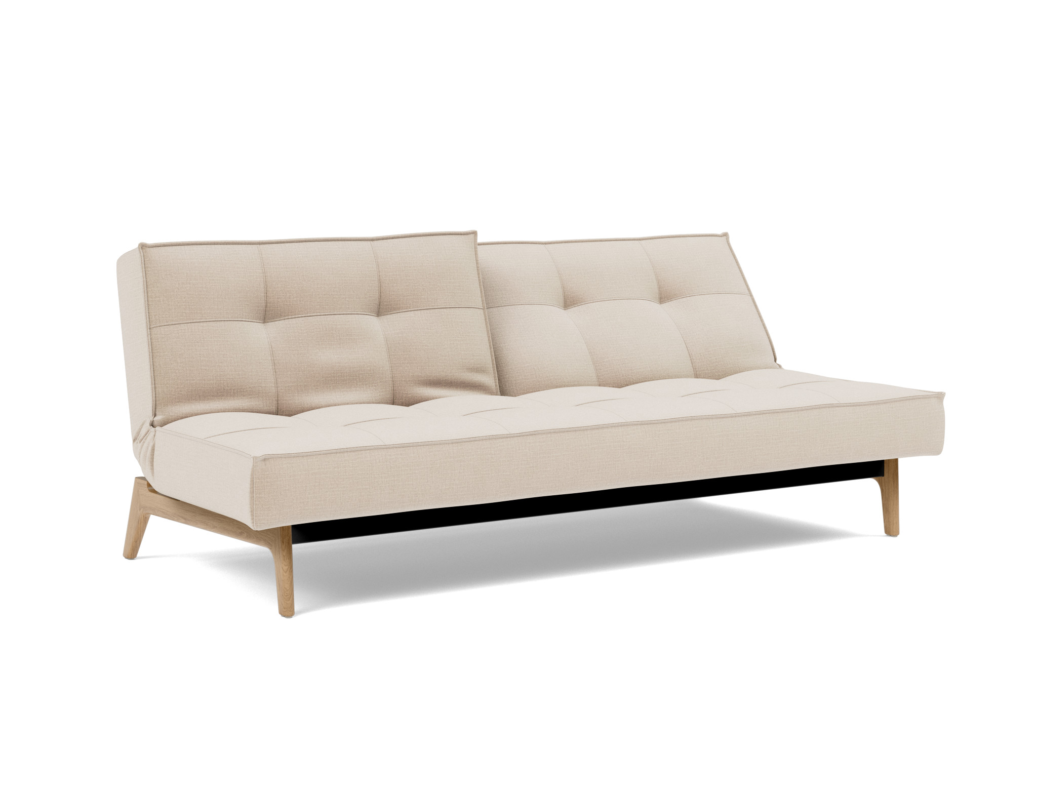 Schlafsofa Splitback Chenille Esina 410-Almond-Beige Beine Eiche