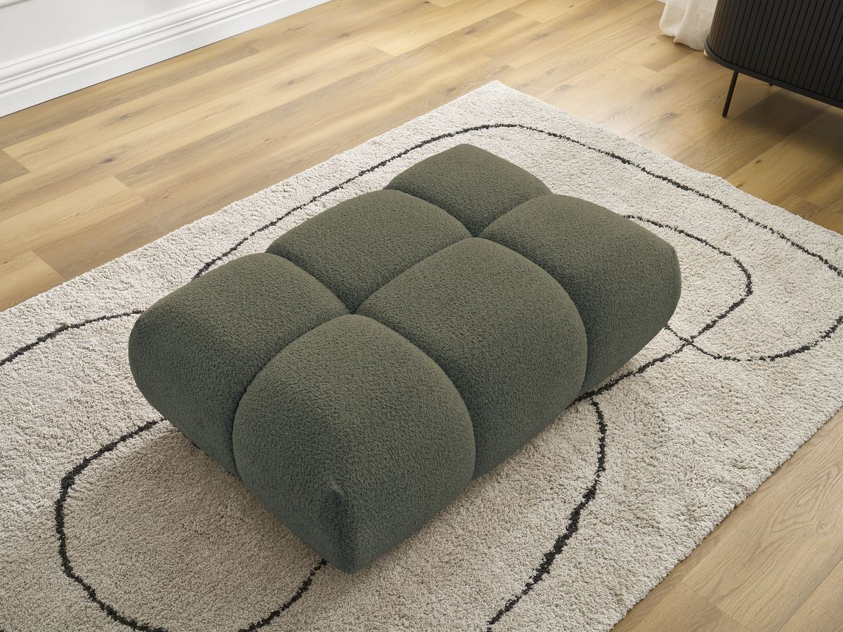 Bobochic Alya Pouf Bouclé-Stoff Grün