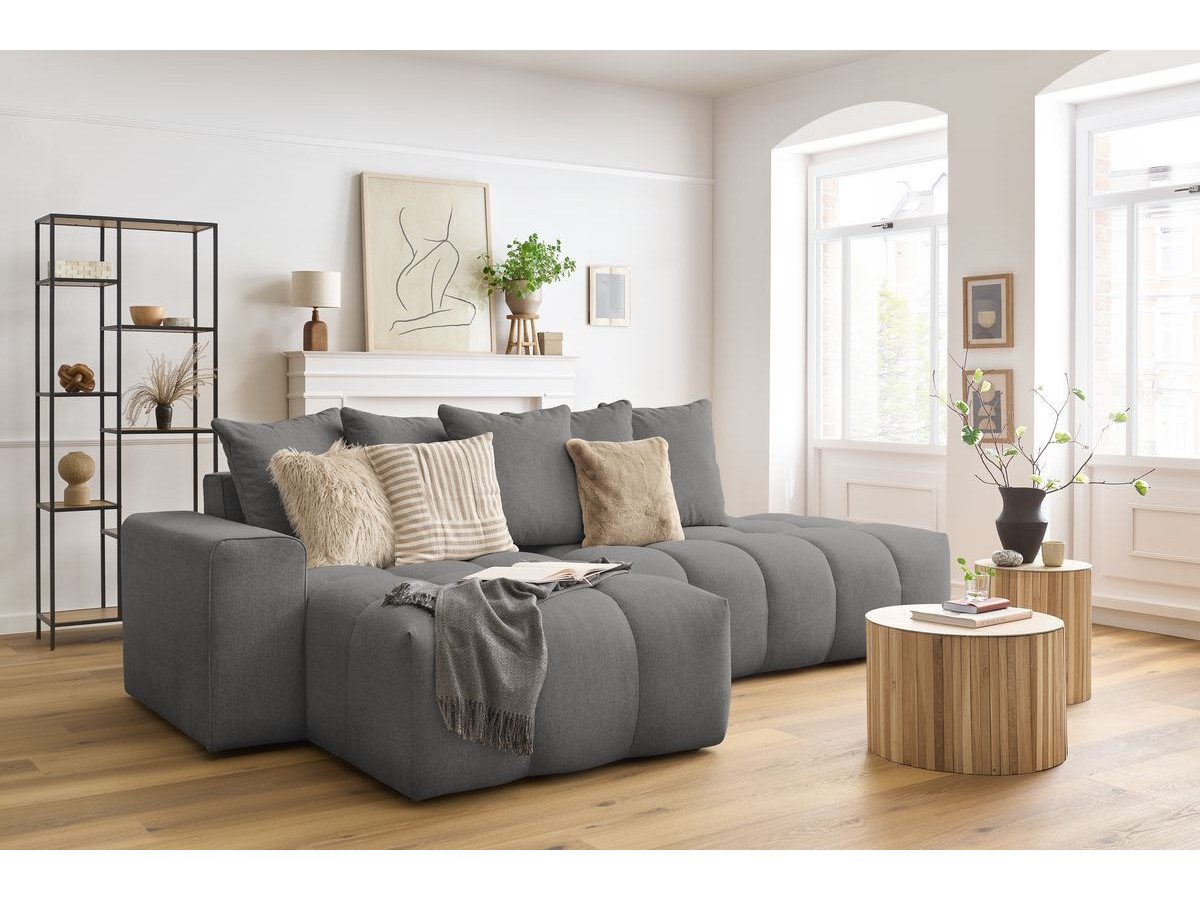 Bobochic Mont-blanc Ecksofa Melange-Stoff Dunkelgrau Ecke links