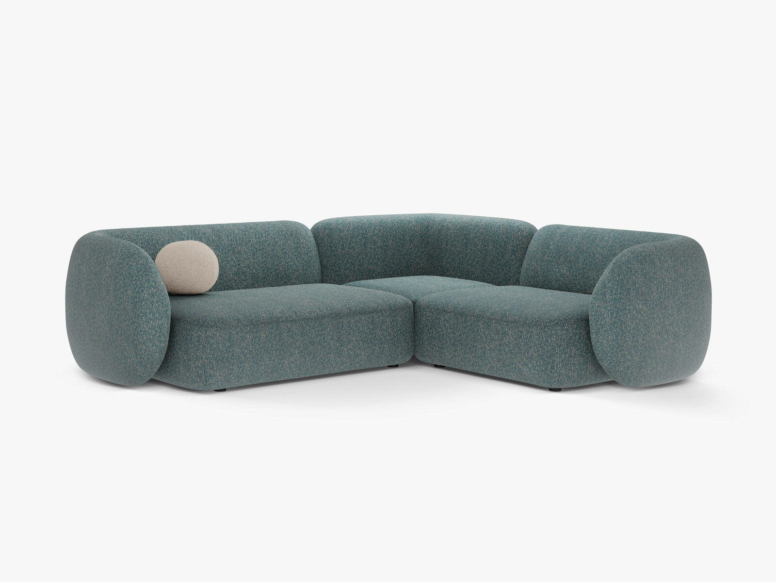 Micadoni Ecksofa Kate 4-Sitzer Rechts Strukturierter Stoff Blau Melange