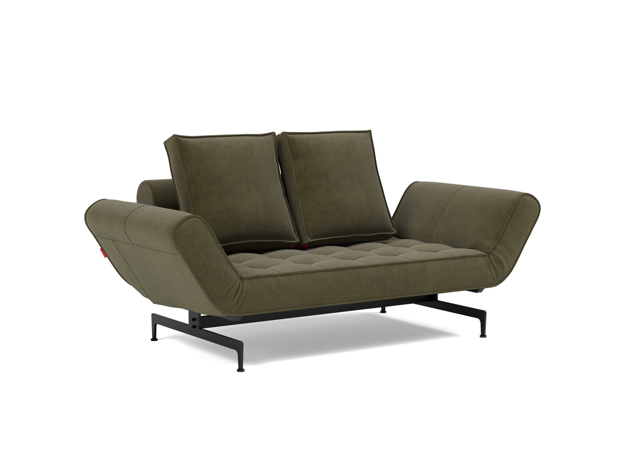 Tagesbett Ghia Kord Cordufine 316-Pine-Green Beine Laser schwarz