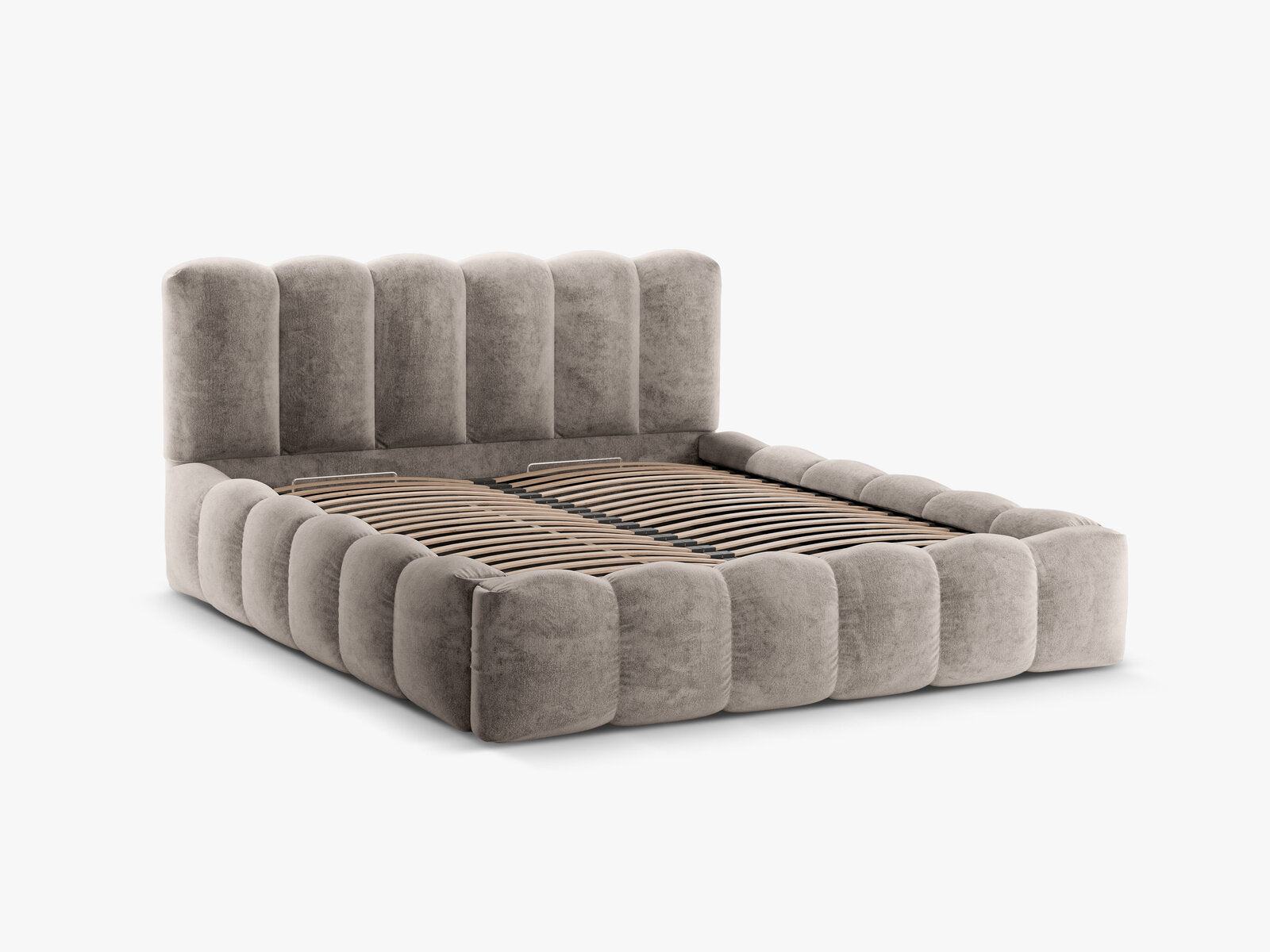 Micadoni Stauraumbett mit Kopfteil Lupine Chenille Loris Cappuccino