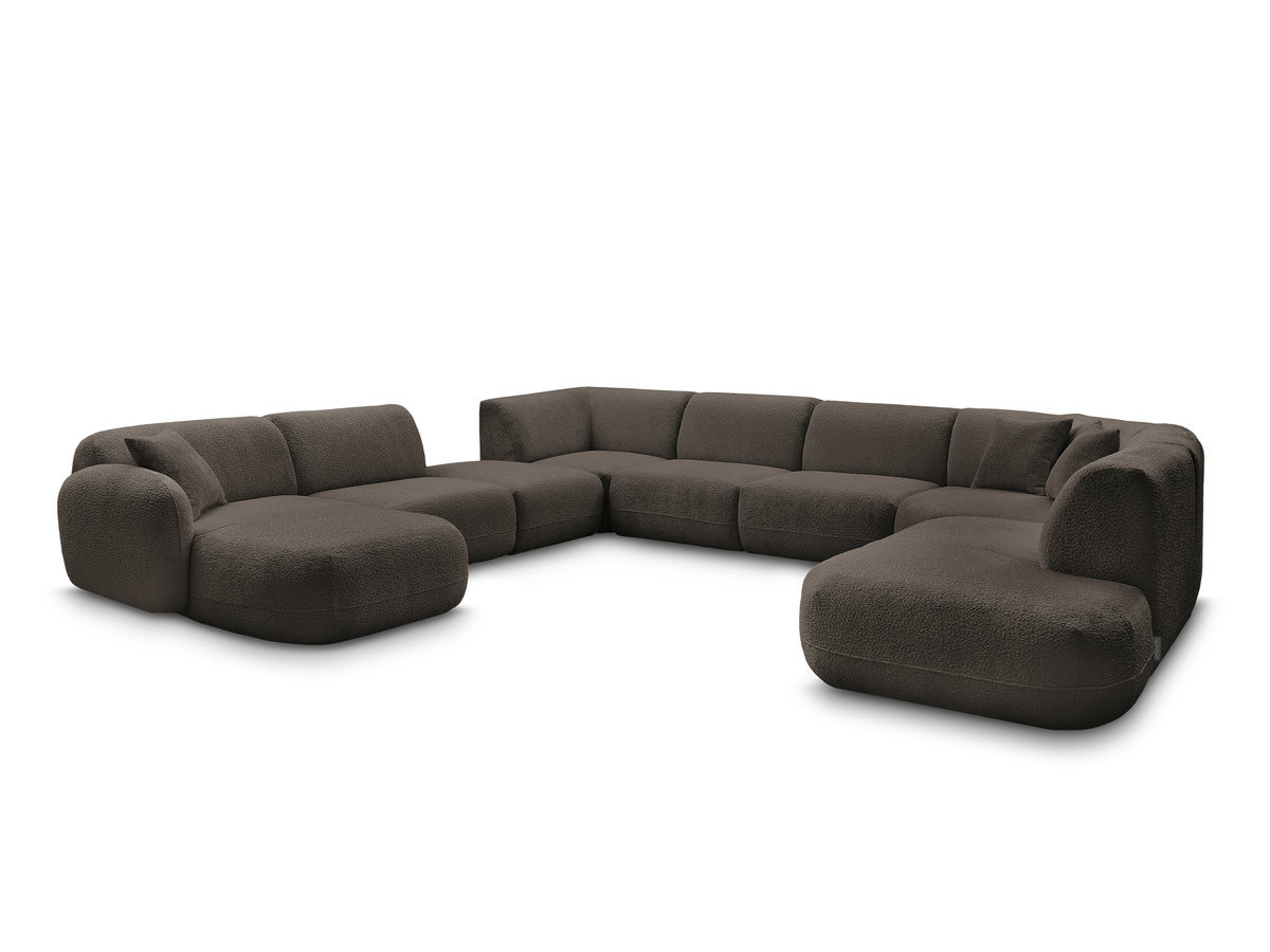 Bobochic Anda Wohnlandschaft mit Pouf 396 × 357 cm Chenille Braun Ecke links