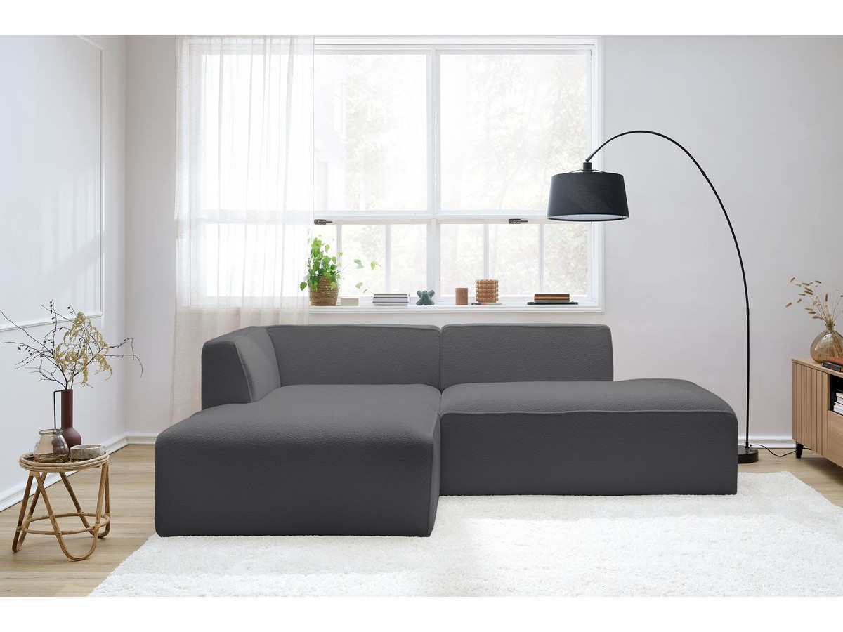 Bobochic Megeve Ecksofa Bouclé-Stoff Dunkelgrau Ecke links