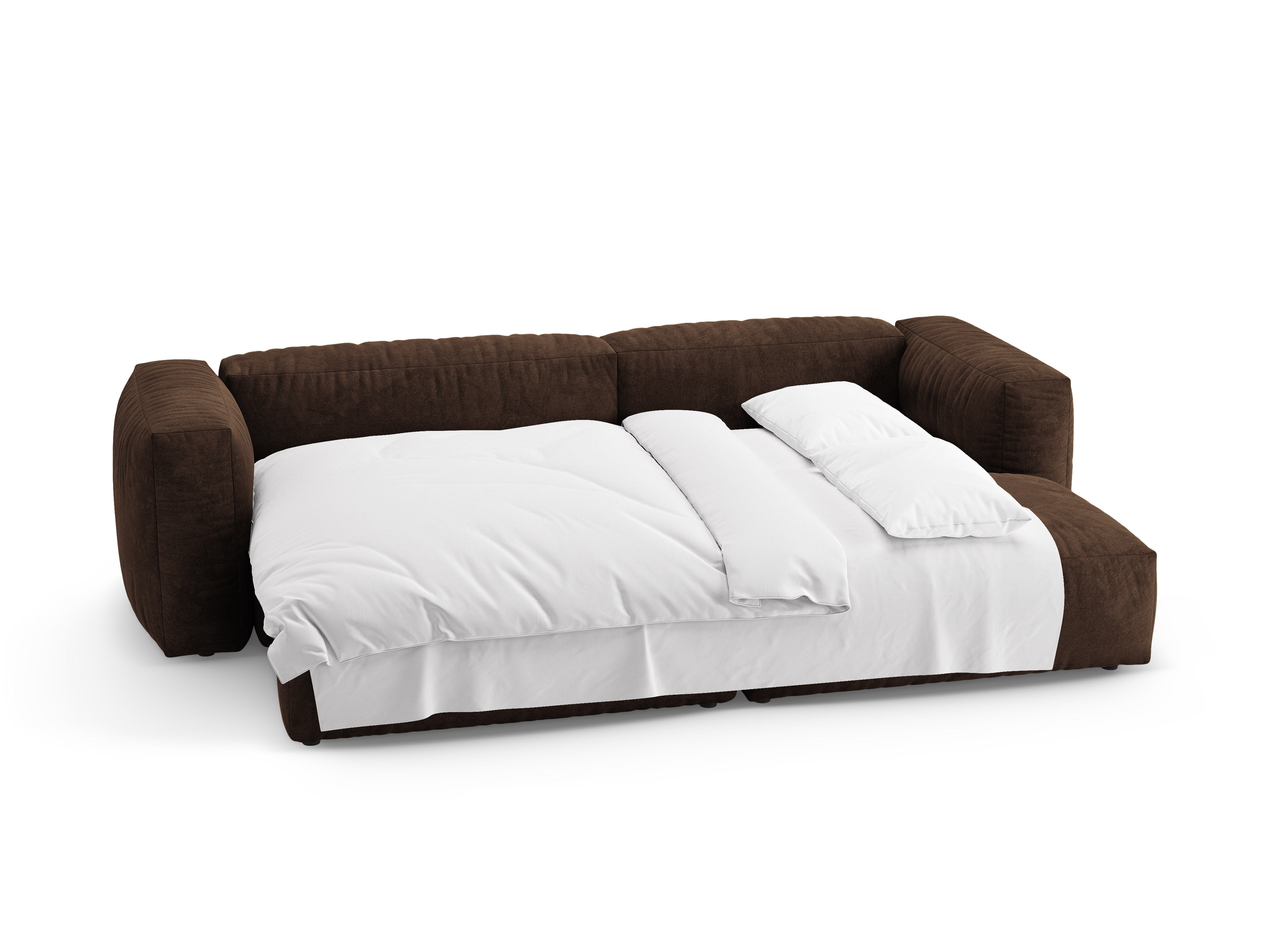 Micadoni Martina Ecksofa 4-Sitzer mit Schlaffunktion Rechts Samt Vogue Schokolade