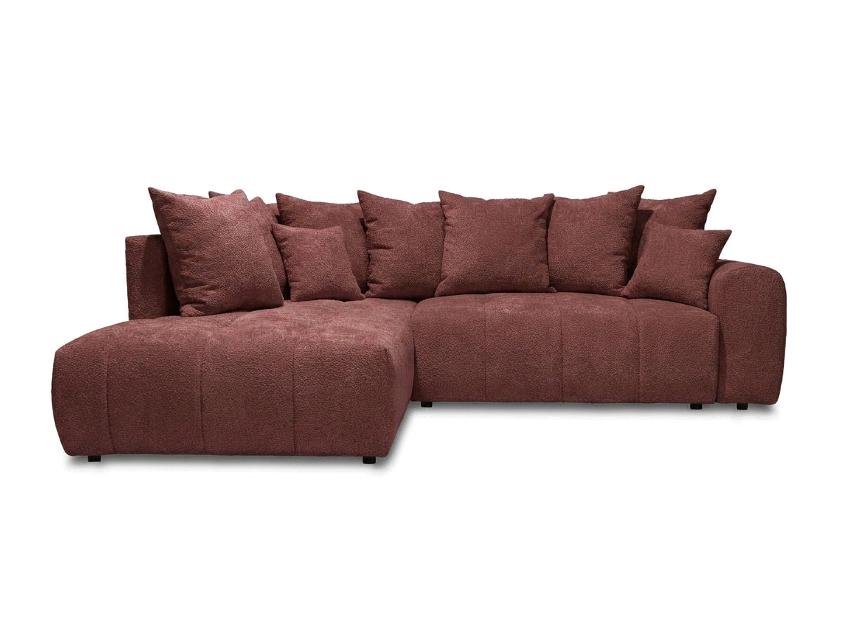 Bobochic Roxelane Ecksofa mit Schlaffunktion und Bettkasten Bouclé-Stoff Rot Ecke links