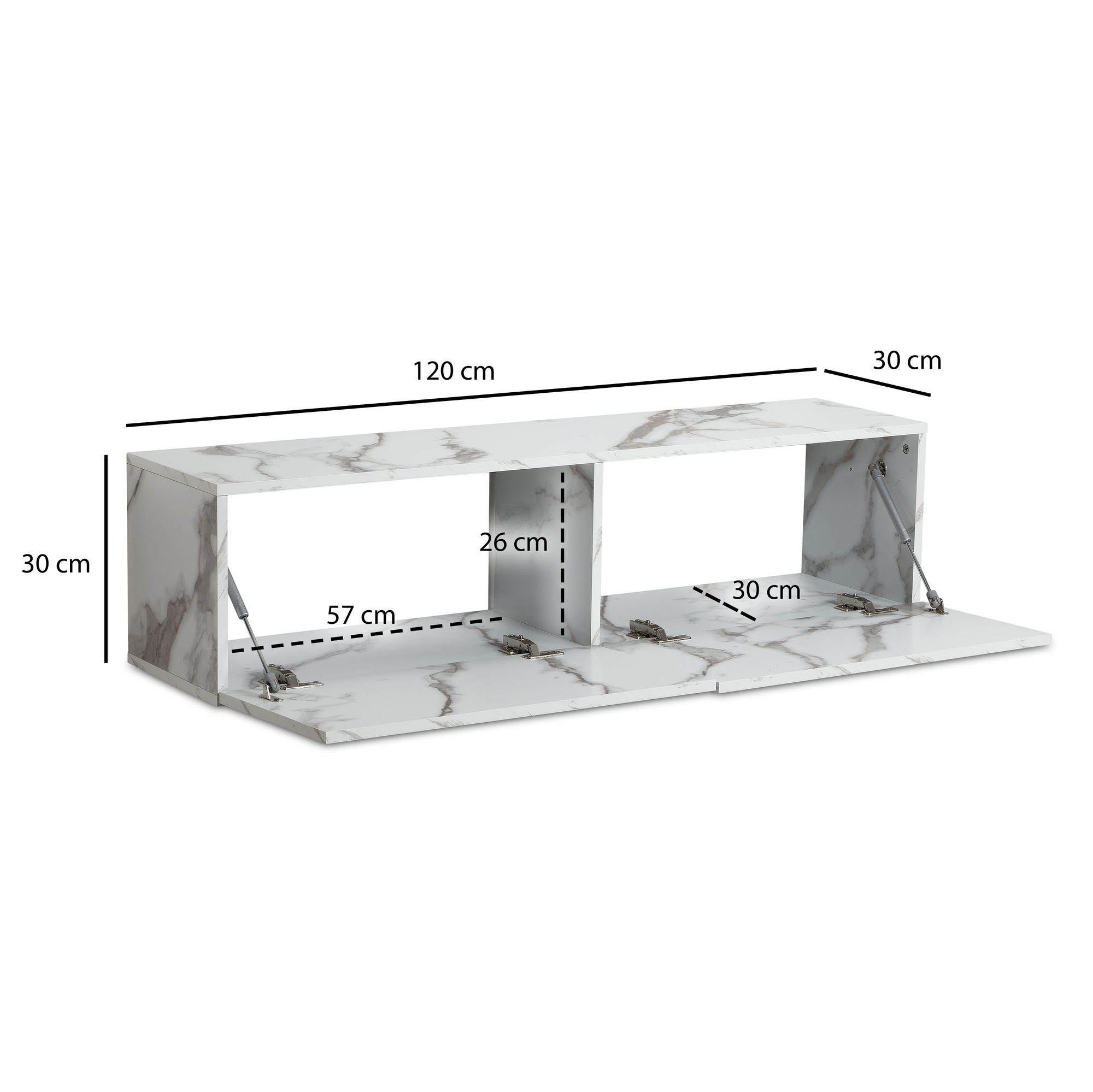 TV-Board Hasvik Marmoroptik Weiß Breite 120 cm