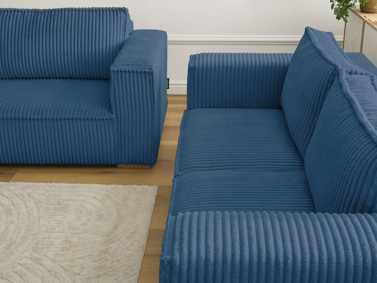 Bobochic Chelsea Sofa 5-Sitzer Breitcord weich Dunkelblau