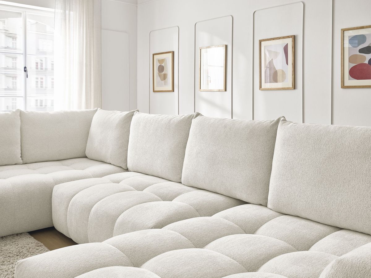 Bobochic Everest Wohnlandschaft, 6 Kissen Melange-Stoff Weiß Ecke rechts