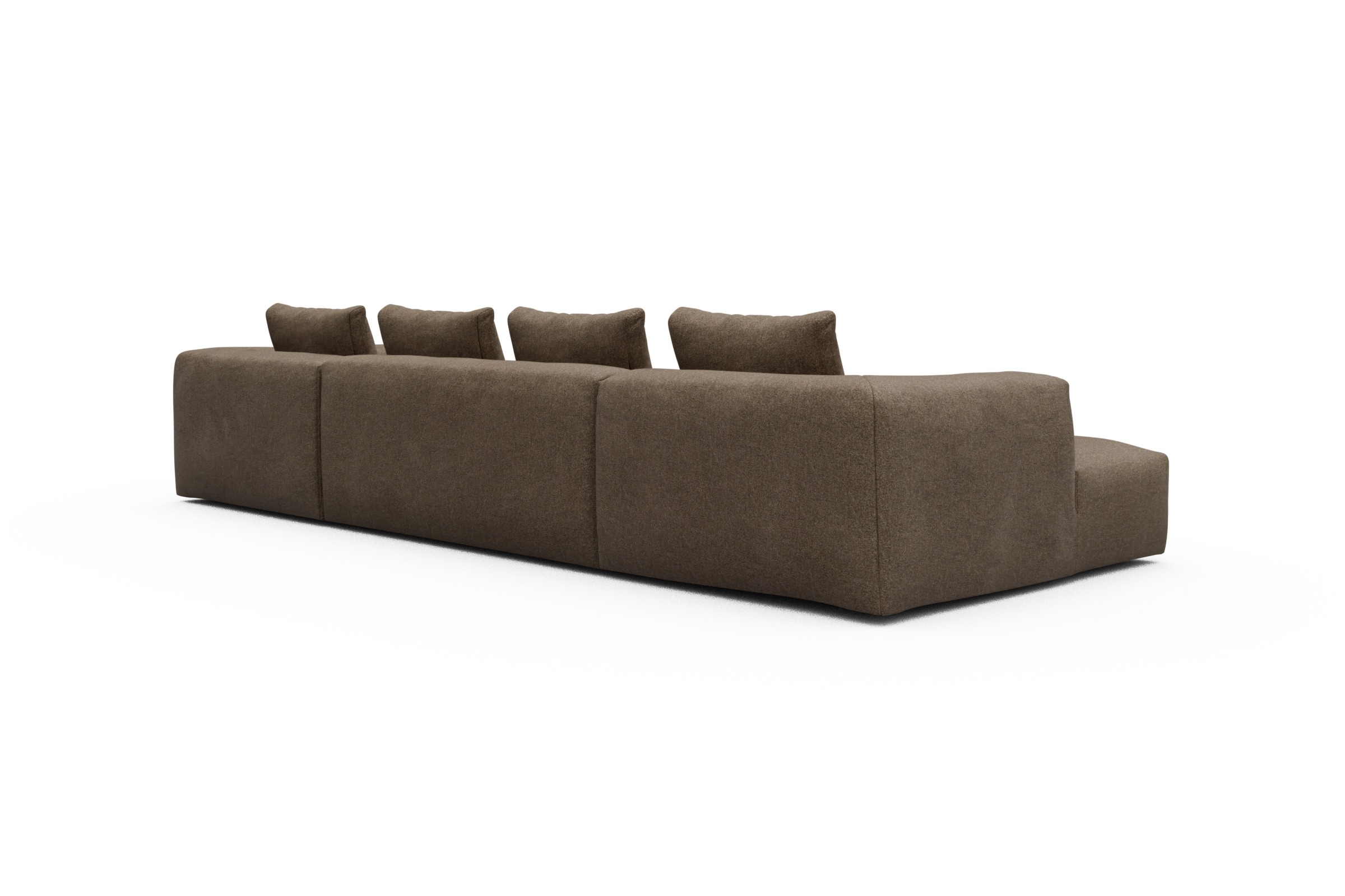Wohnlandschaft Fred Relax-Ecke rechts mit 2-Sitzer und Chaiselongue links Aivi-Khaki-Brown