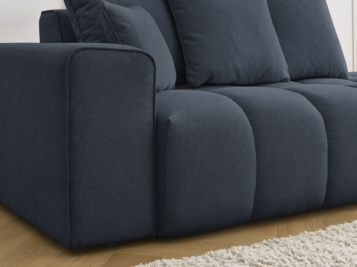 Bobochic Mont-blanc Sofa 4-Sitzer Melange-Stoff Dunkelblau Armlehne links