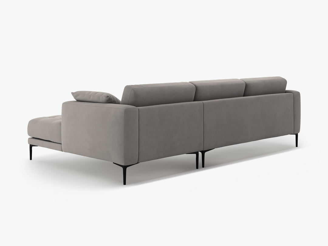 Micadoni Ecksofa Bemy 3-Sitzer Rechts Samt Grau
