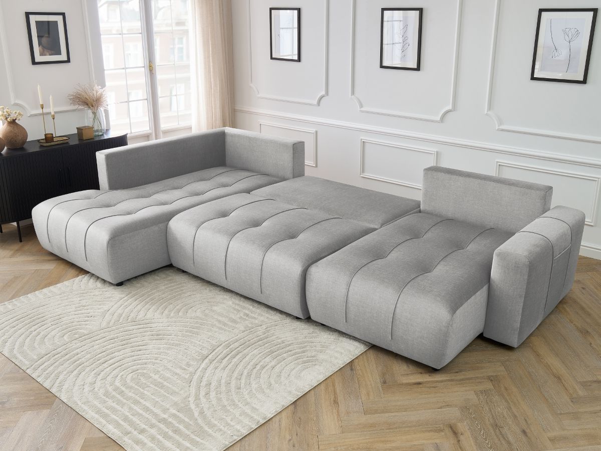 Bobochic Arsene Wohnlandschaft Samt Hellgrau Ecke rechts