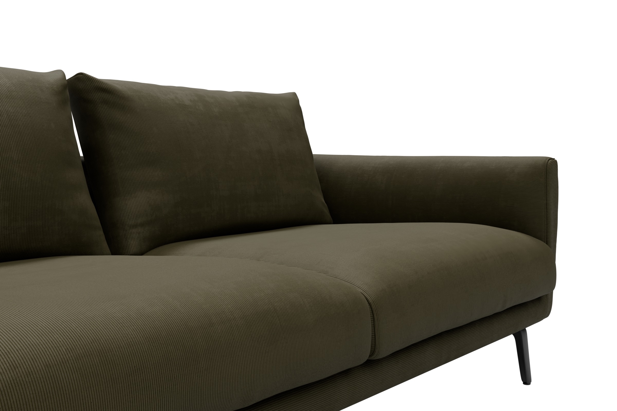 Ecksofa Karl Chaiselongue links mit 2,5-Sitzer Cordufine-Pine-Green