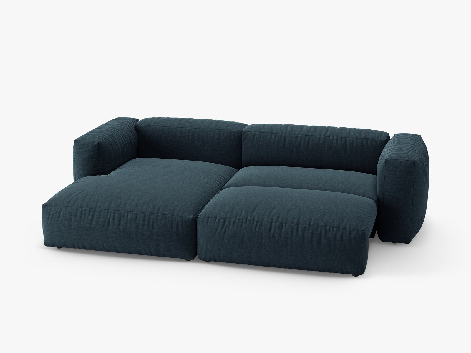 Micadoni Martina Ecksofa 4-Sitzer mit Schlaffunktion Links Strukturierter Stoff Boston Jeansblau