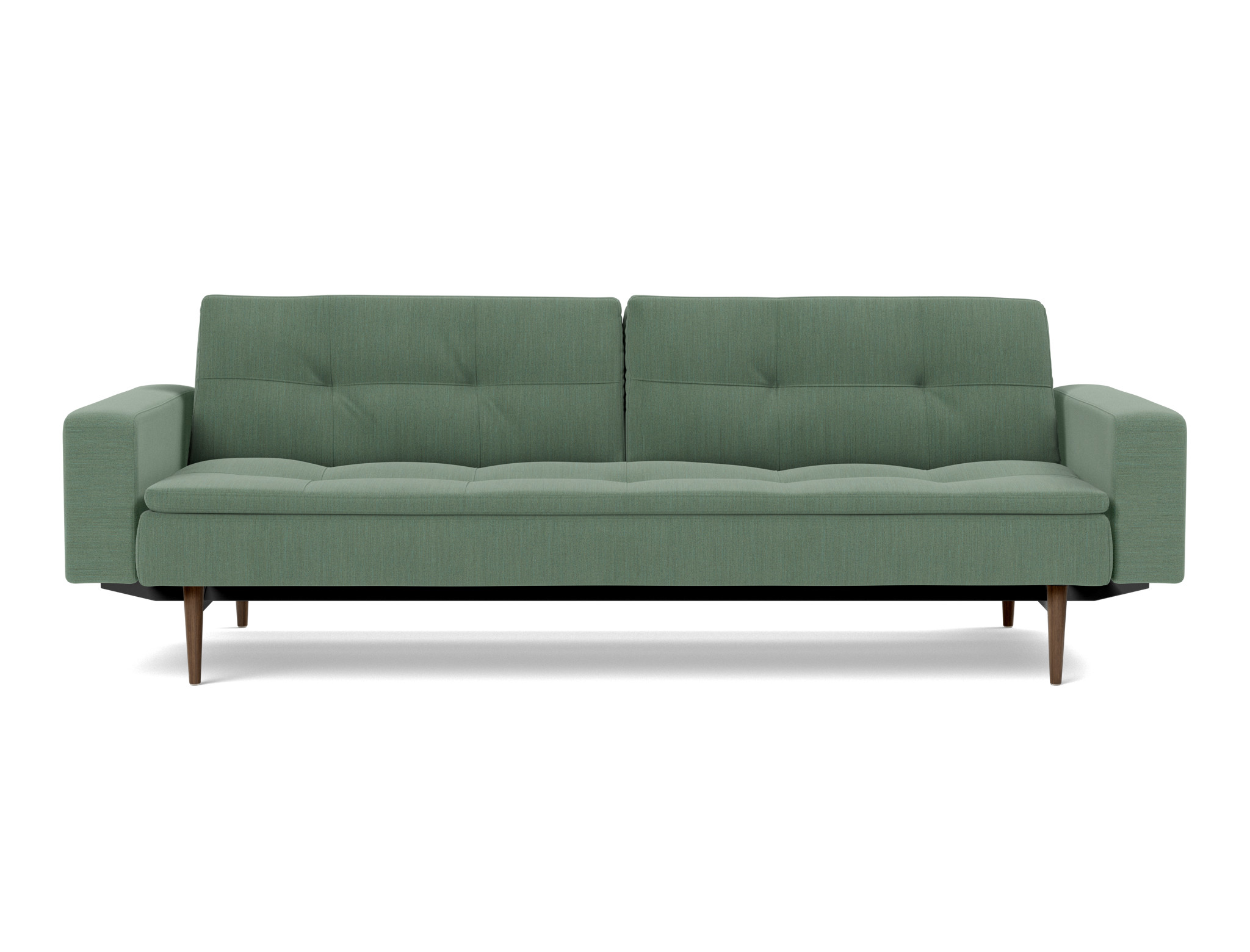 Schlafsofa Dublexo mit Armlehnen Flachgewebe Elegance 518-Green Beine Styletto Eiche dunkel