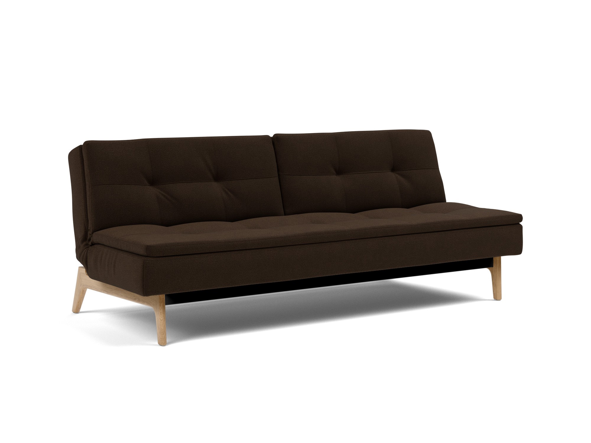Schlafsofa Dublexo Strukturierter Stoff Taura 358-Chocco Beine Eiche