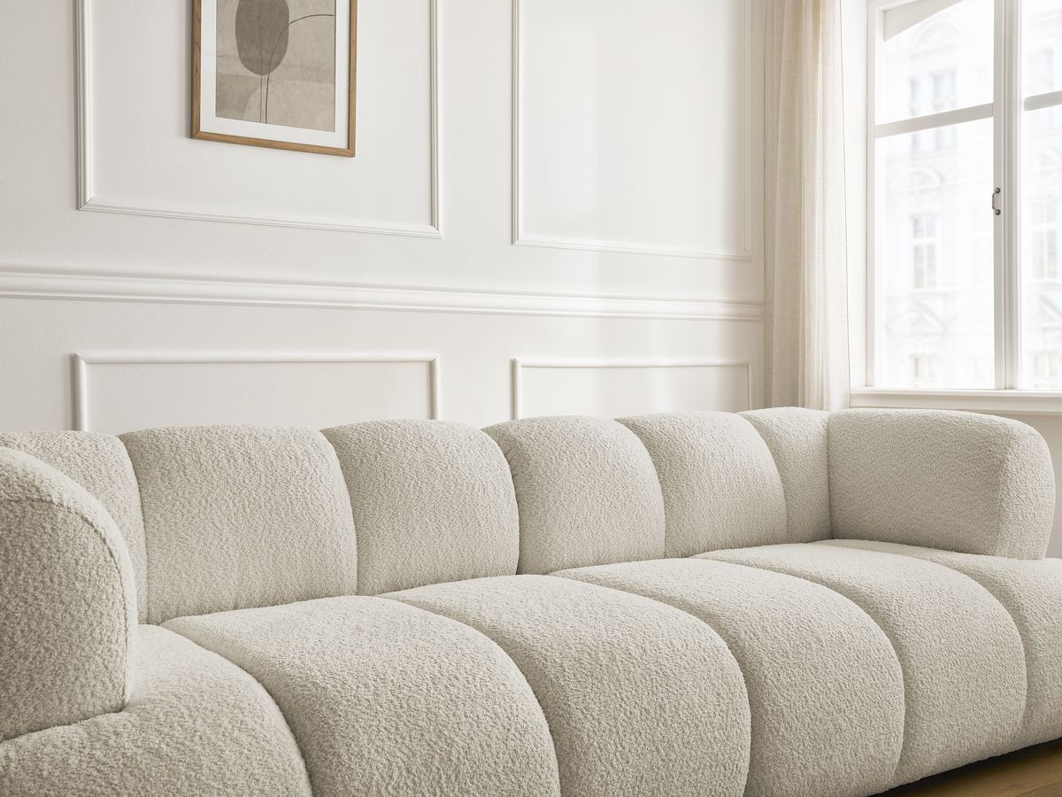 Bobochic Pamira Sofa 3-Sitzer Bouclé-Stoff Beige