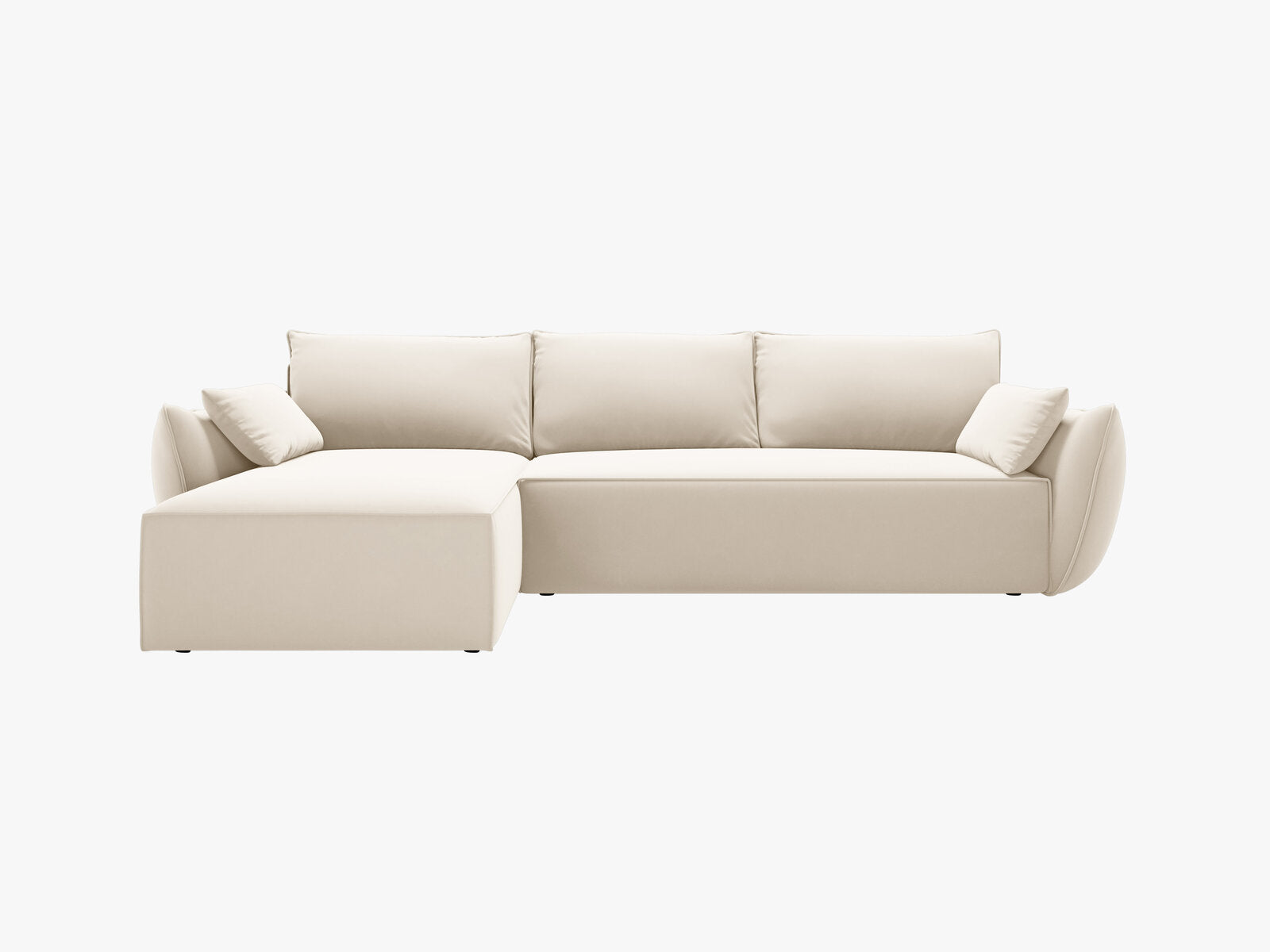 Micadoni Kaelle Ecksofa mit Bettfunktion und Stauraum Links Samt Bluvel Helles Beige