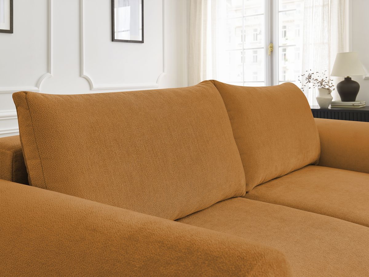 Bobochic Lucien Schlafsofa 3-Sitzer mit Bettkasten Stoff Gelb