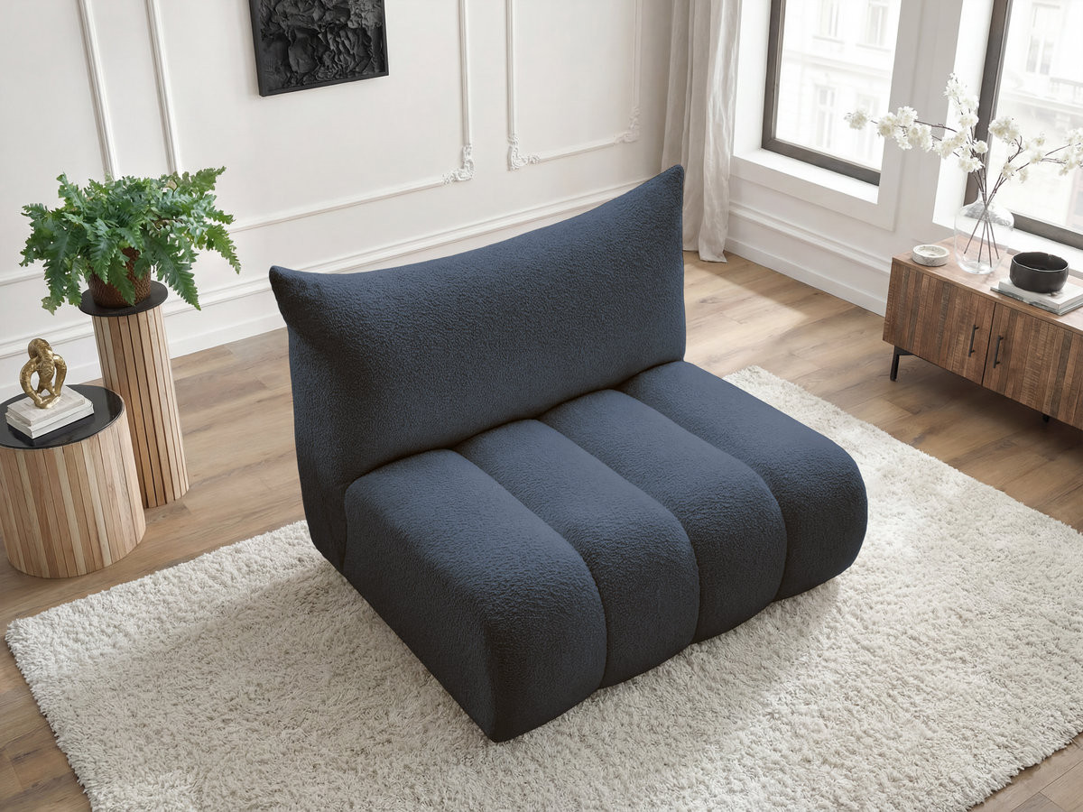 Bobochic Azra Sofamodul 2-Sitzer 120 × 112 cm Bouclé-Stoff Dunkelblau