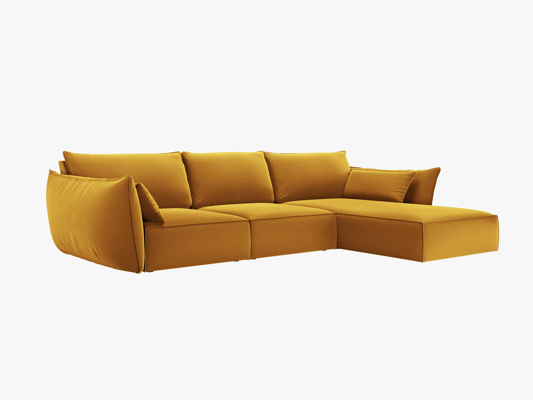 Micadoni Ecksofa Kaelle 4-Sitzer Rechts Samt Bluvel Gelb