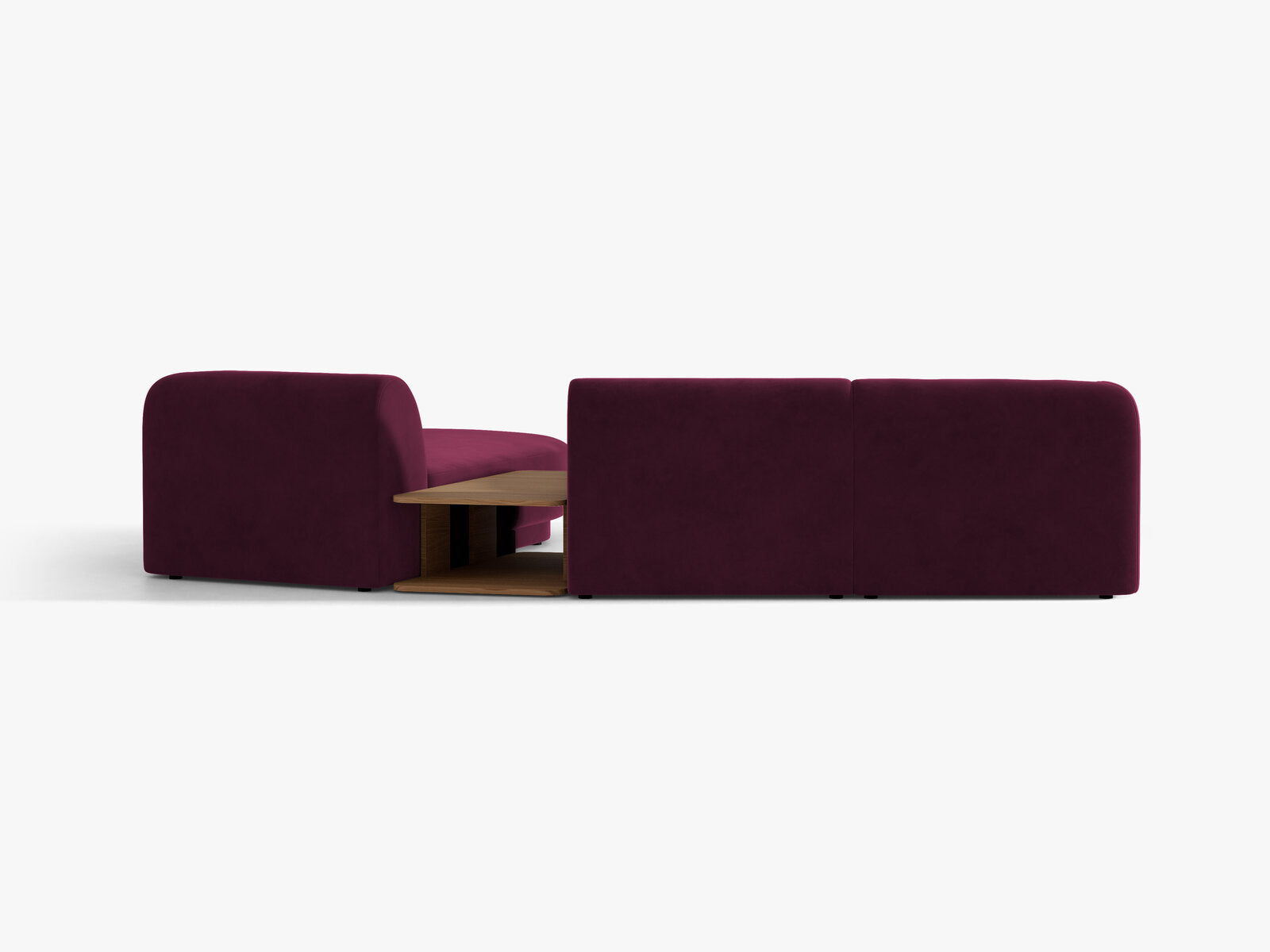 Micadoni Modulares Sofa Miley mit Recamiere 3-Sitzer Rechts Samt Venus Burgunder