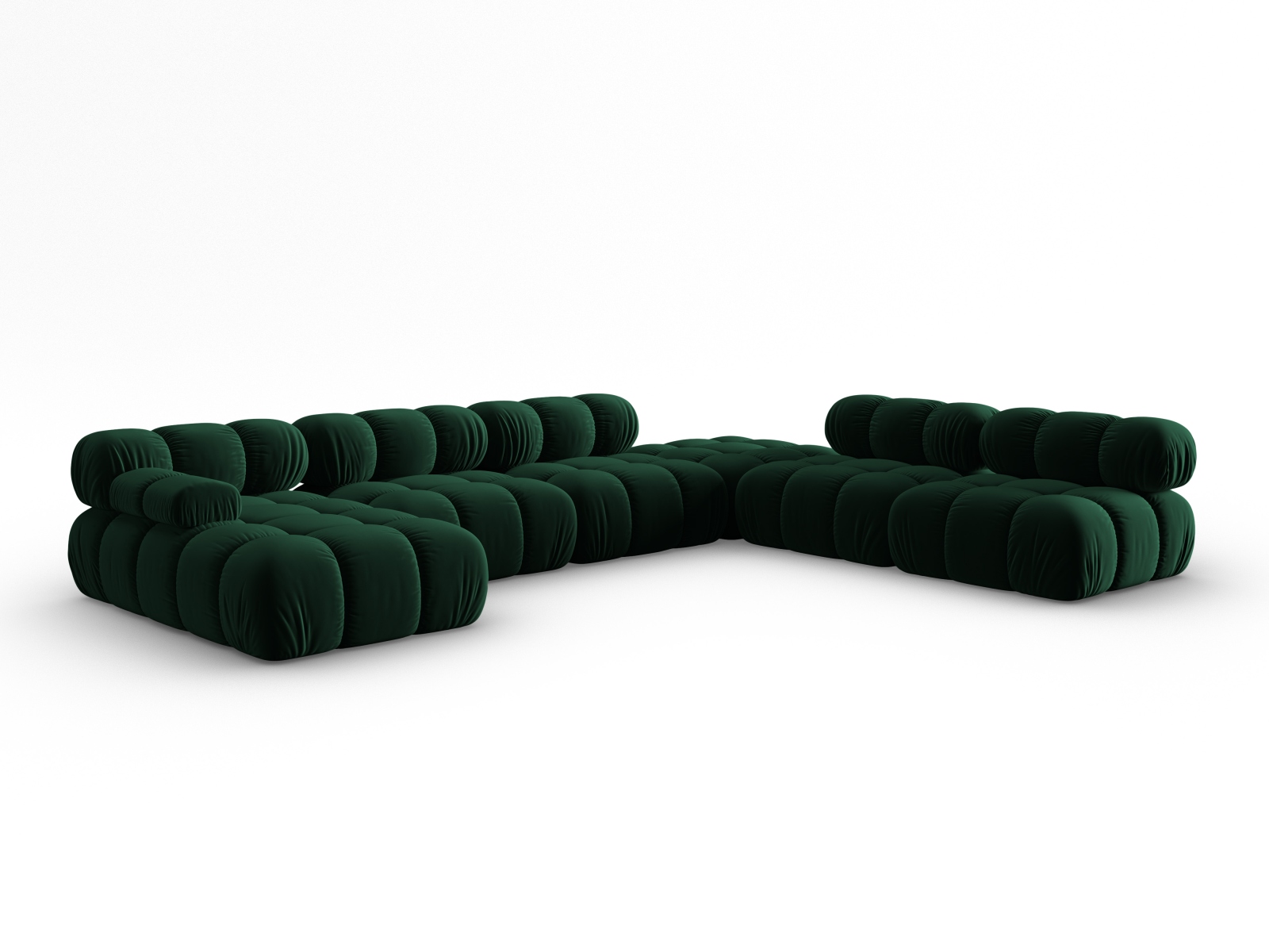 Micadoni Modulares Panorama Ecksofa Bellis 7-Sitzer Rechts Samt Bluvel Flaschengrün