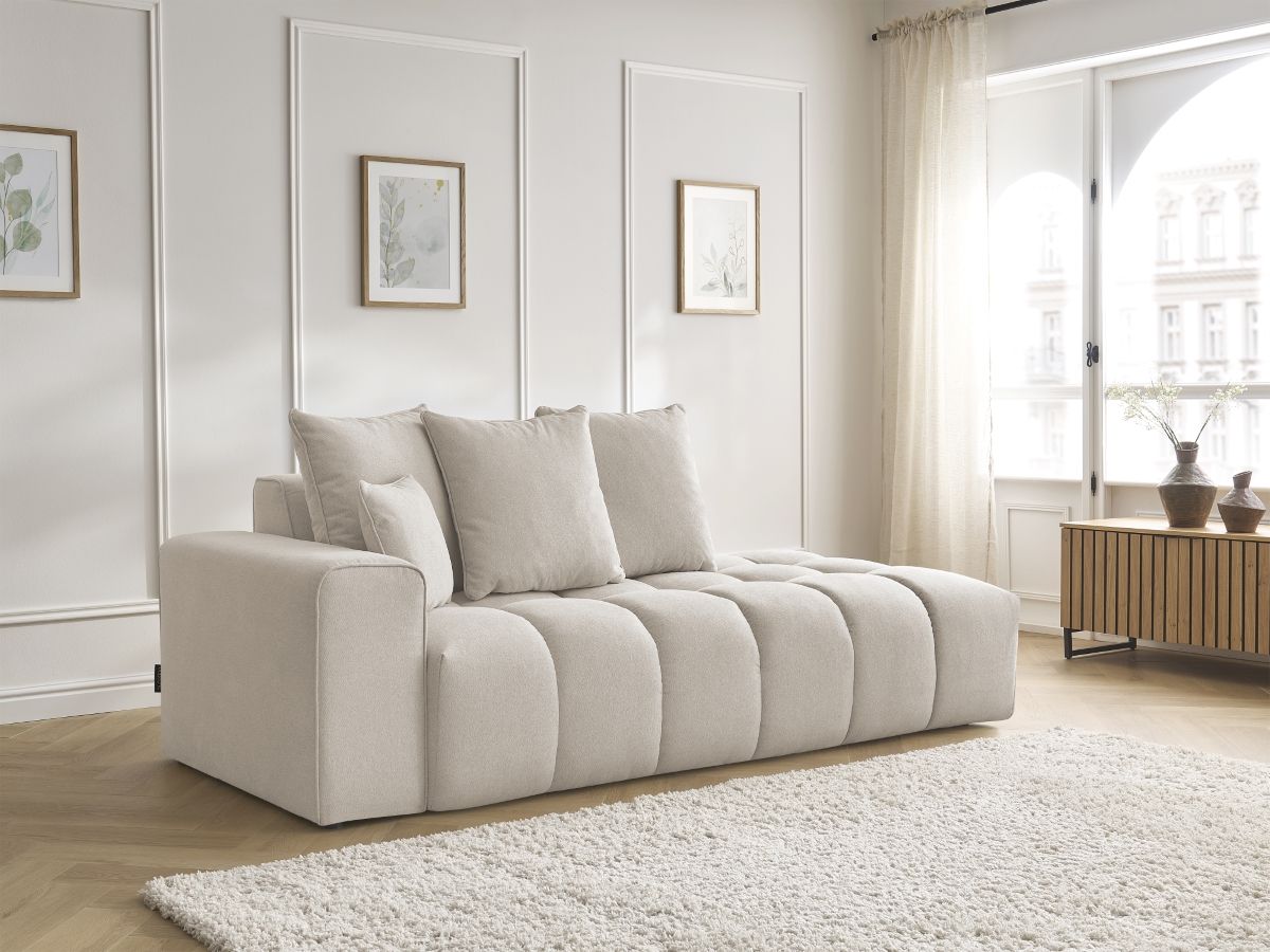Bobochic Mont-blanc Sofa 4-Sitzer Melange-Stoff Beige Armlehne links