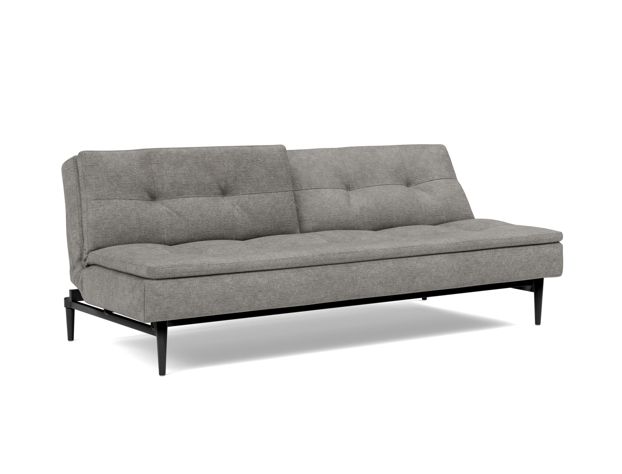 Schlafsofa Dublexo Flachgewebe Avella 282-Warm-Grey Beine Styletto Eiche schwarz