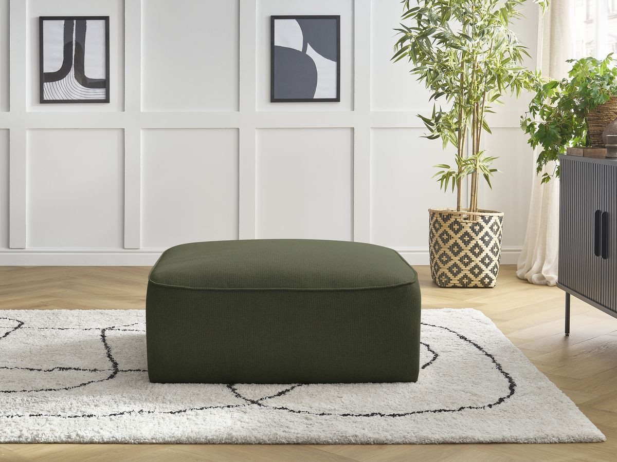Bobochic Leopold Pouf Melange-Stoff Dunkelgrün