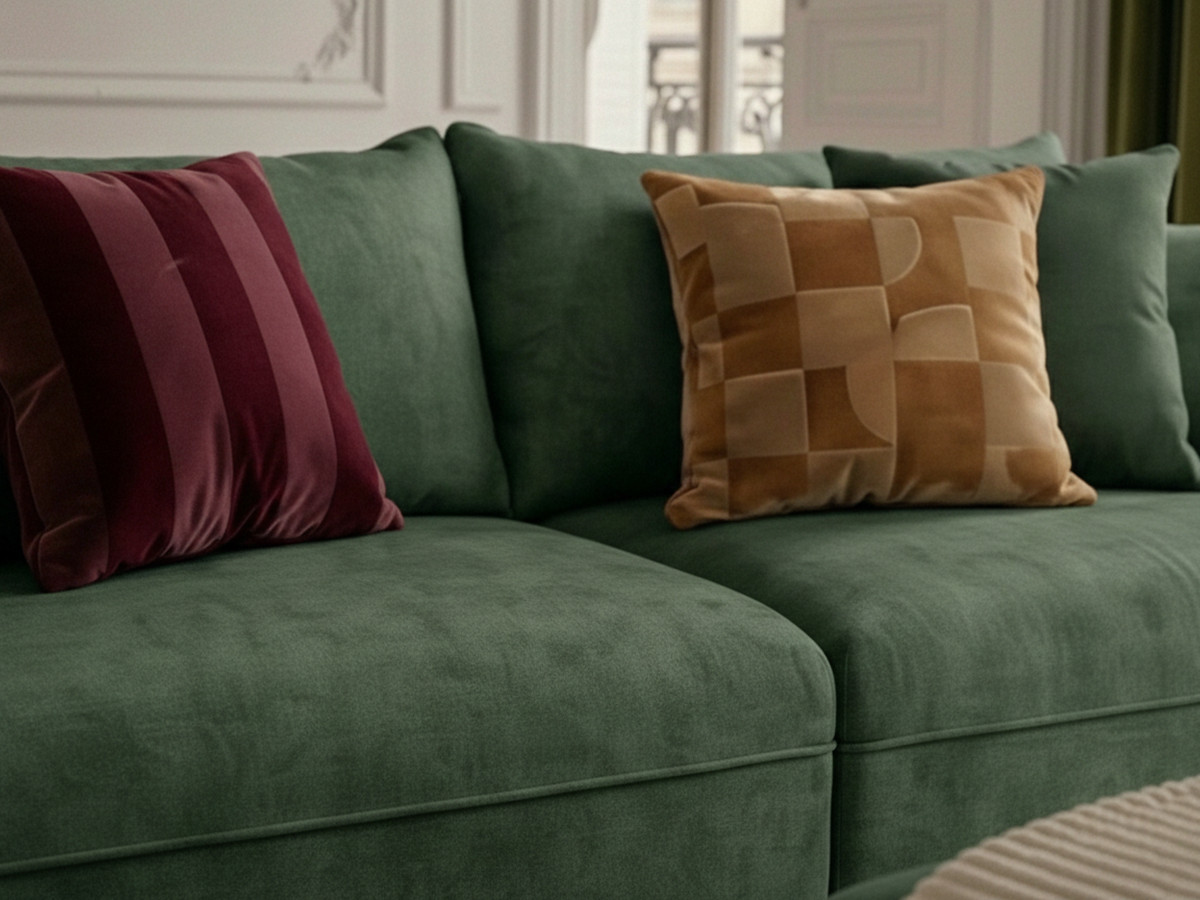 Bobochic Luigi Sofa 3-Sitzer mit Pouf Strukturstoff Grün