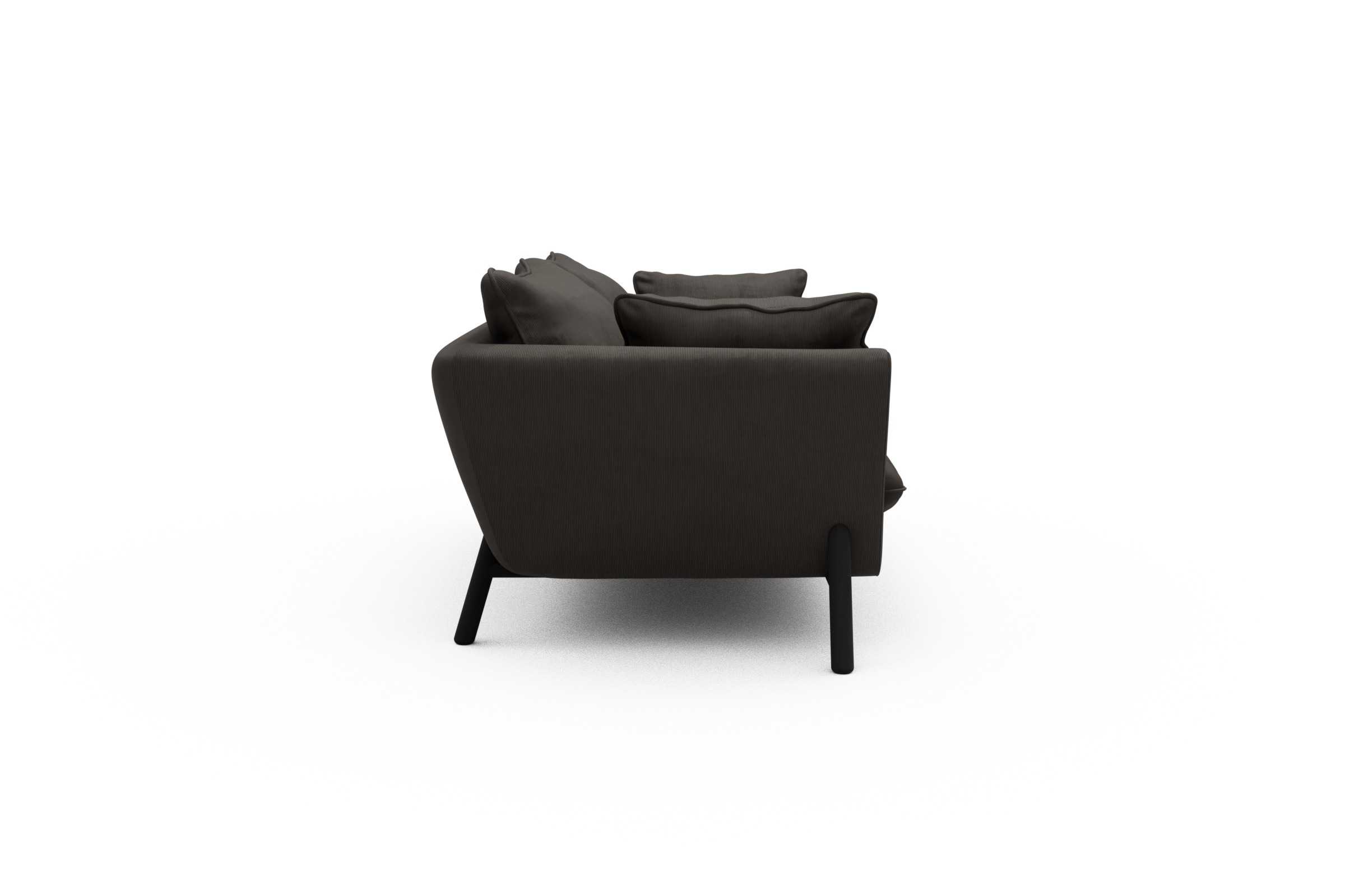 Sofa Emil PREMIUM 2-Sitzer Beinfarbe Eiche Schwarz Cordufine-Taupe